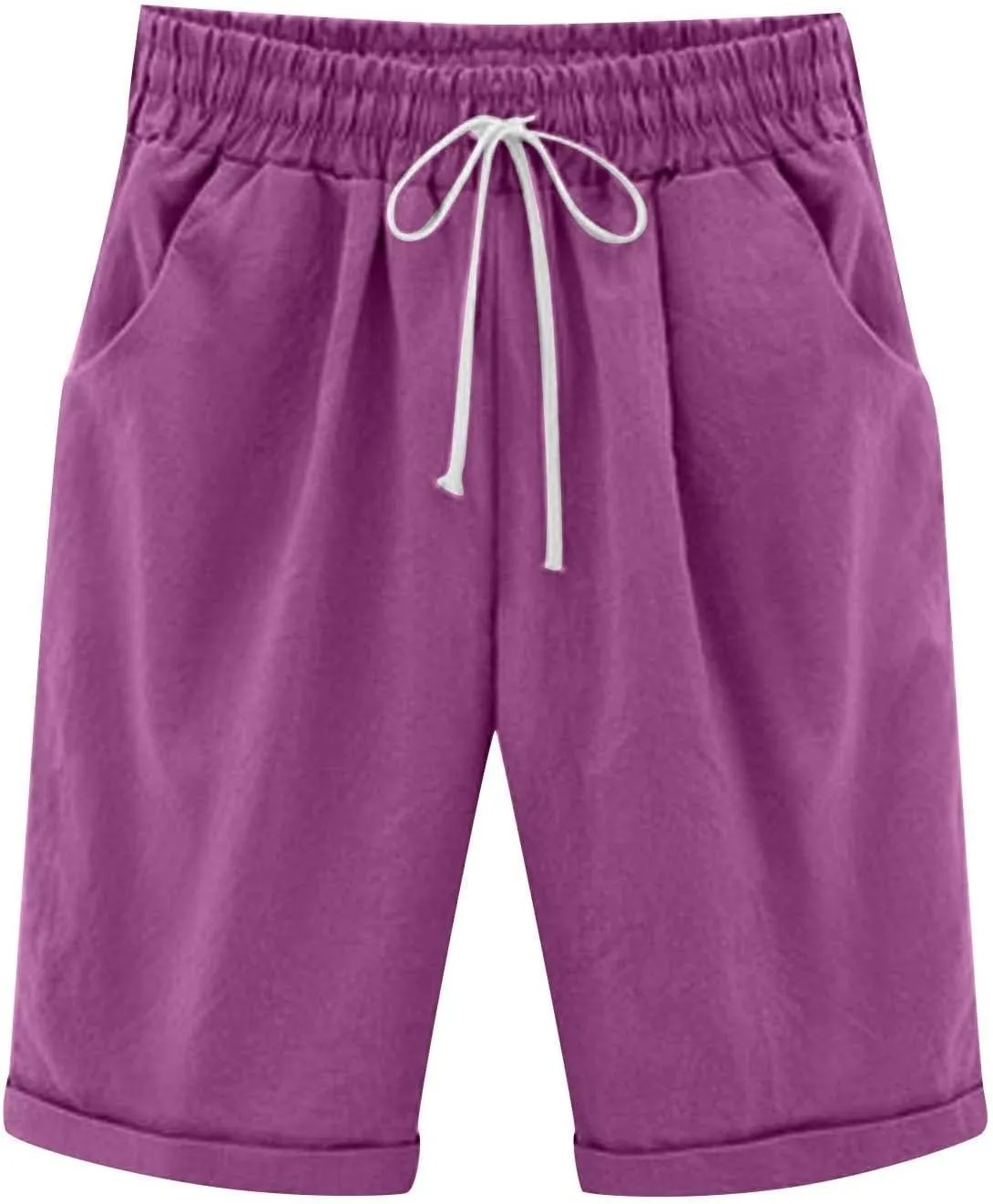 AMDBEL Womens Bermuda Shorts Plus Size Summer Sweat Shorts with Deep Pockets Cotton Shorts for Women Gym Workout