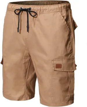 Dademeo Men's Cargo Shorts Running Shorts Multiple Utility Pockets Elastic Waist Cotton Hiking Shorts Outdoor Ripstop Shorts