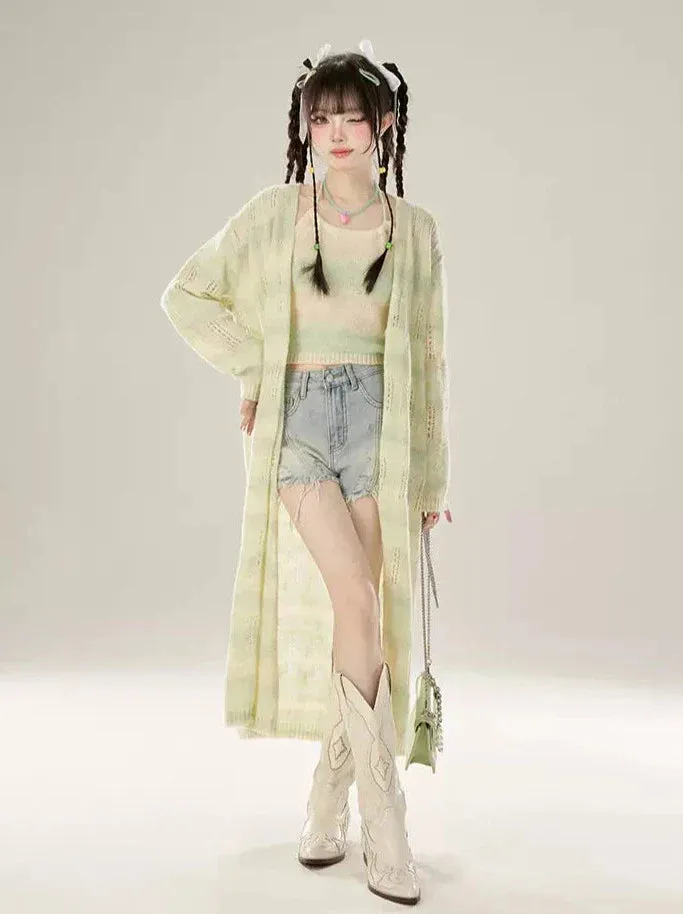 Damaged Fringe Low Denim Shorts