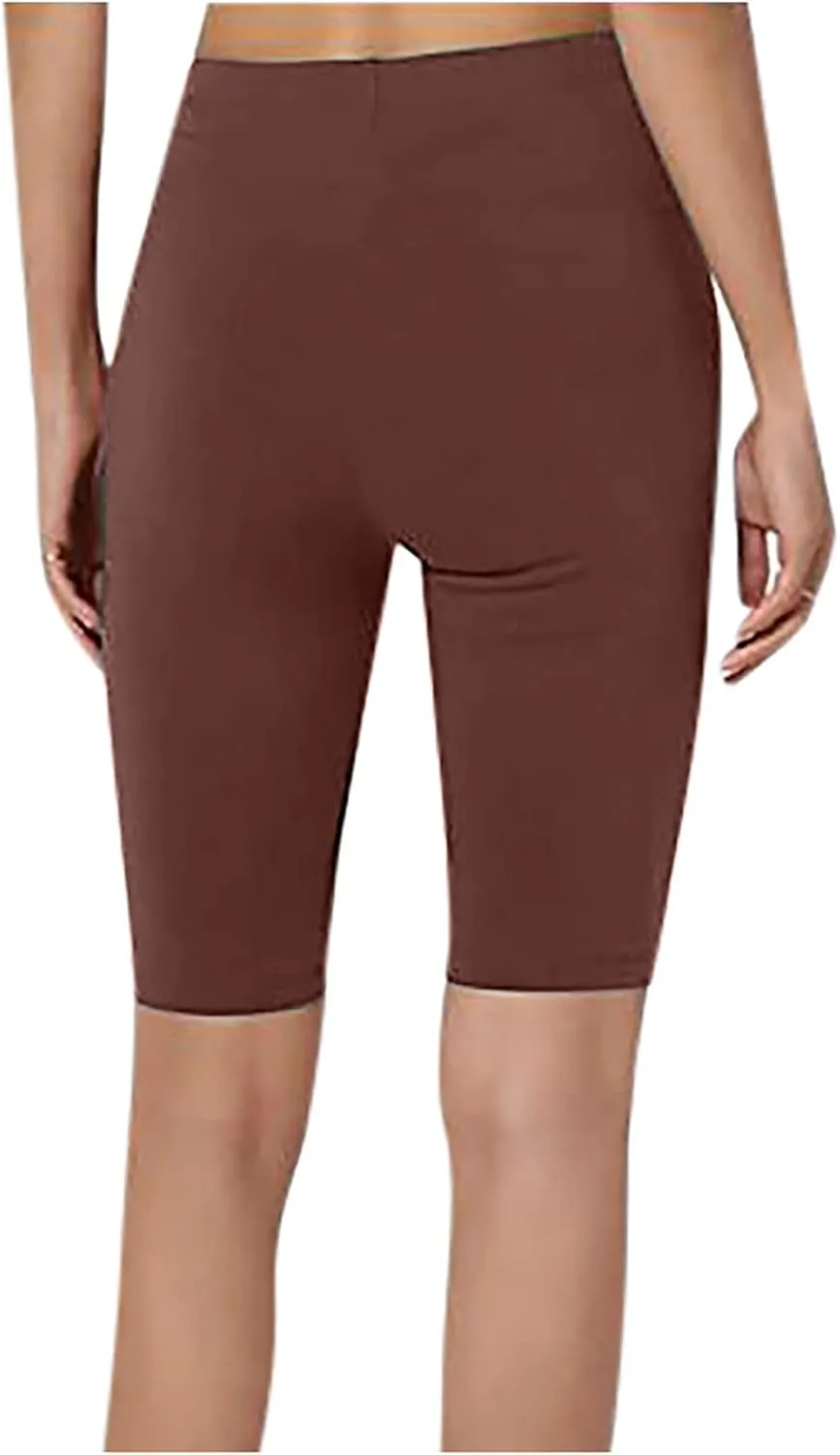 DASAYO Women's Biker Long Shorts Workout Sports High Waisted Shorts Solid Stretch Light Quick Dry Comfort Shorts Leggings