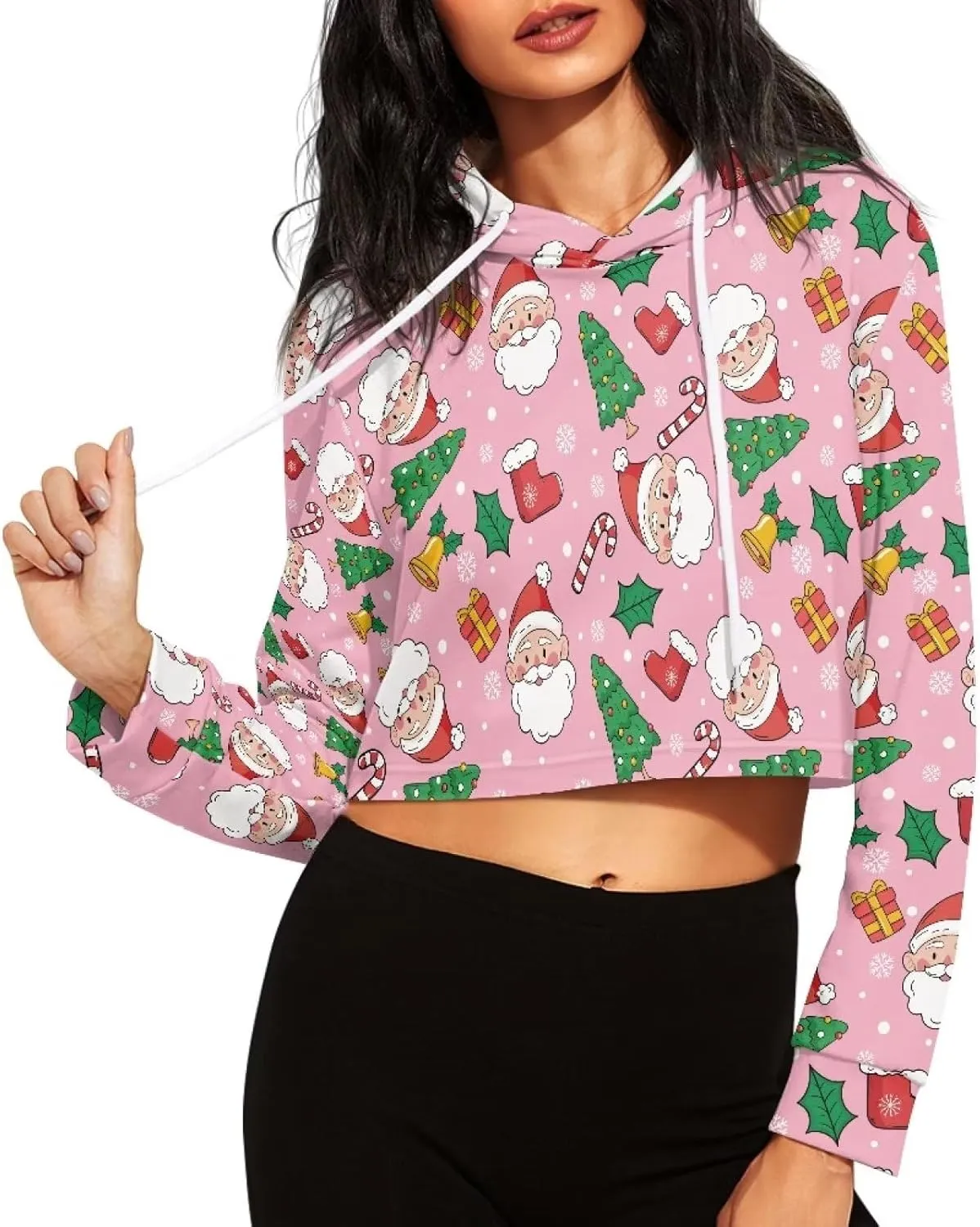 Flashideas Crop Top Long Sleeve Casual Workout Oversized Crop Tops Fashion Hoodies Short Version