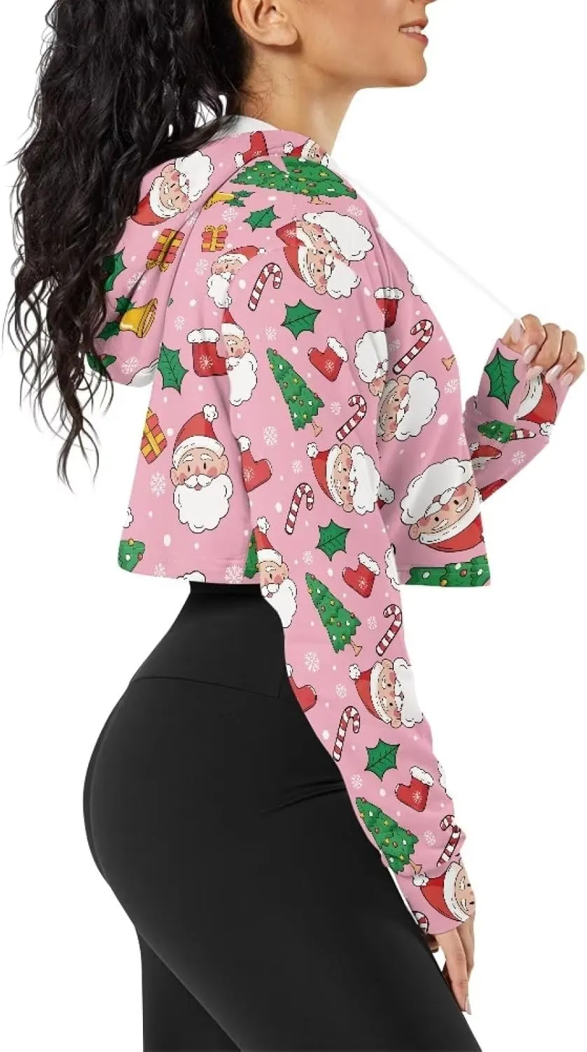 Flashideas Crop Top Long Sleeve Casual Workout Oversized Crop Tops Fashion Hoodies Short Version