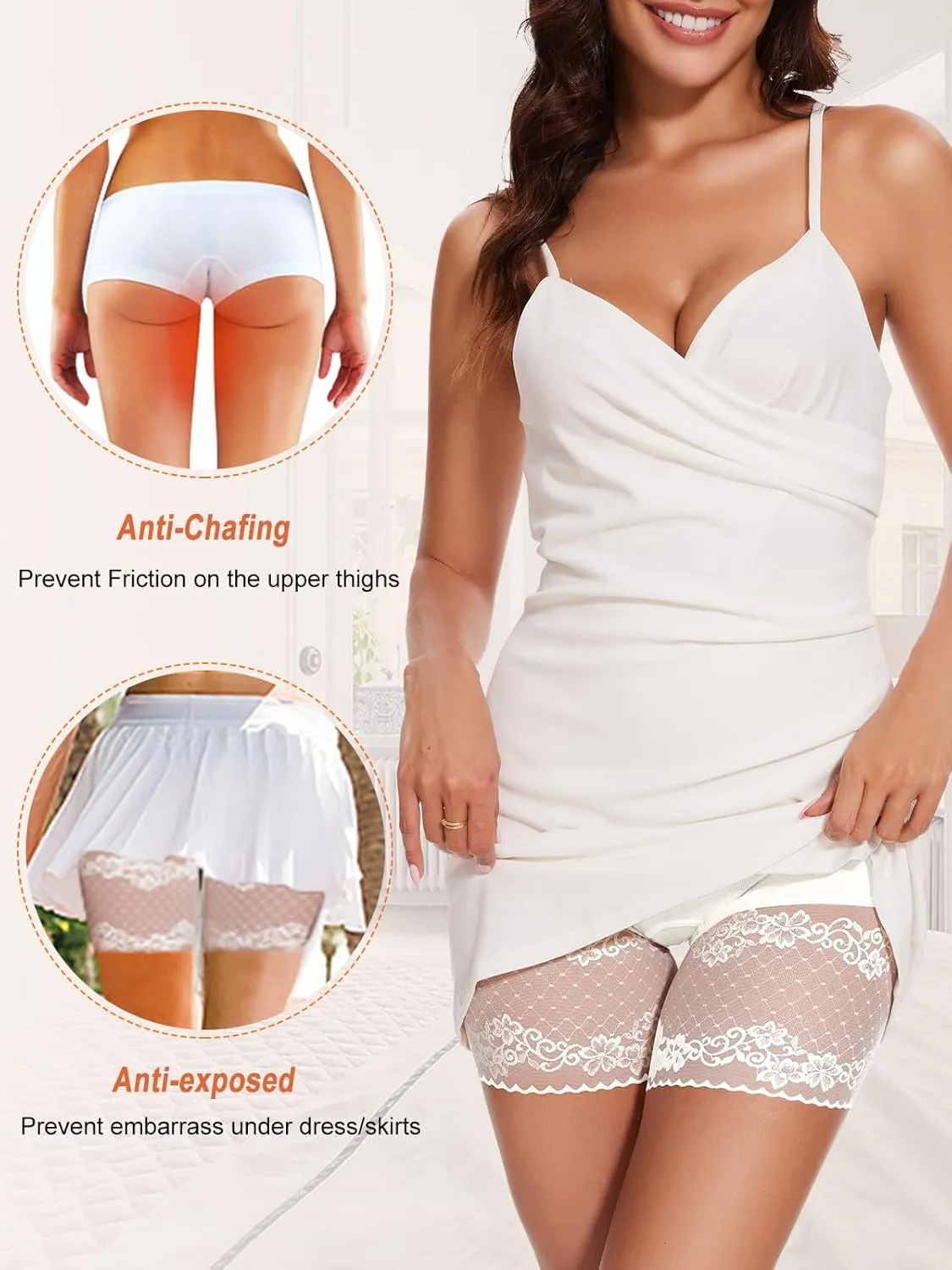 Lace Slip Shorts for Under Dresses Tummy Control Butt Lifter High Waisted Under Shorts Seamless Bodyshorts Shapewear