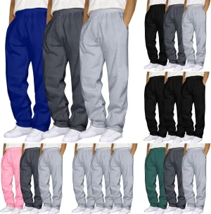 Men's 3 Pack Fleece Sweatpants Athletic Workout Jogger Trousers Baggy Elastic Drawstring Track Pants with Pockets