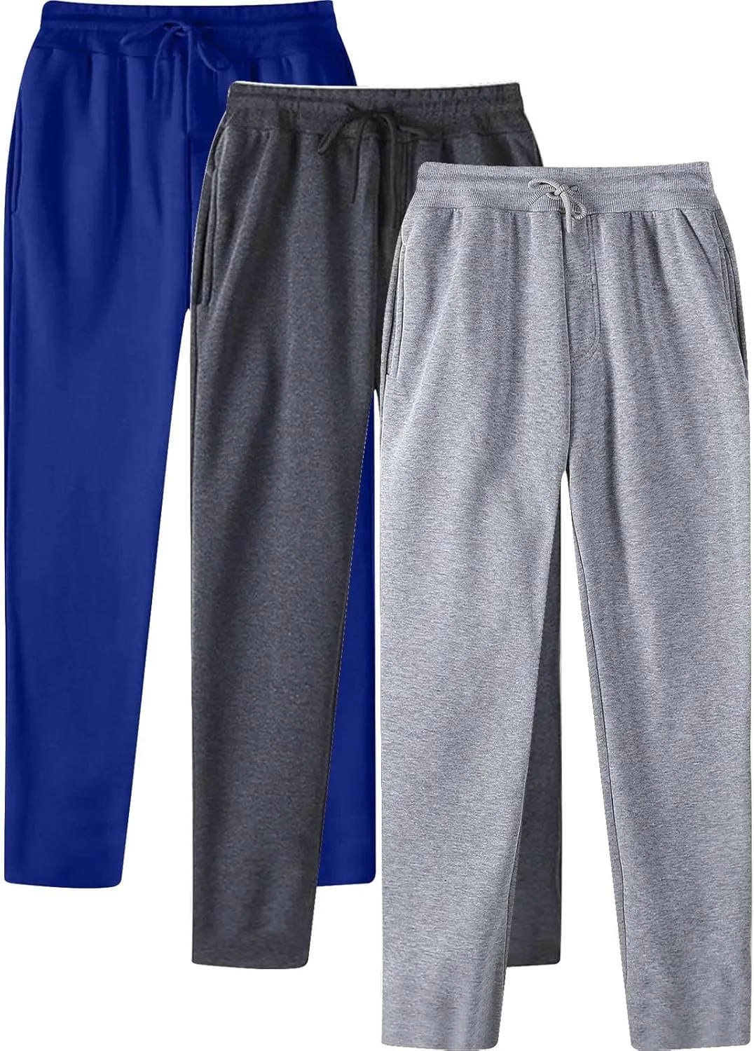 Men's 3 Pack Fleece Sweatpants Athletic Workout Jogger Trousers Baggy Elastic Drawstring Track Pants with Pockets