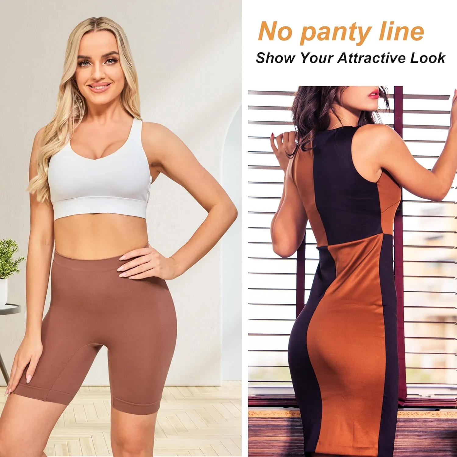 Nalwort Women's Slip Shorts for Under Dresses High Waisted Seamless Smooth Shorts 3 Pack