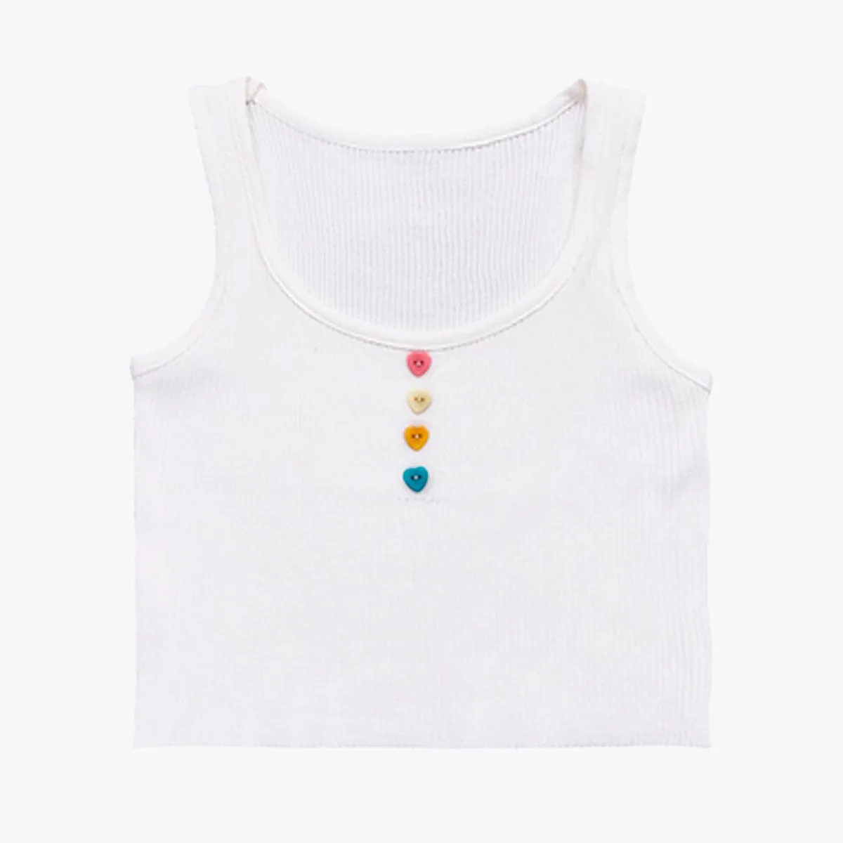 Pastel Color Heart Buttons Crop Top