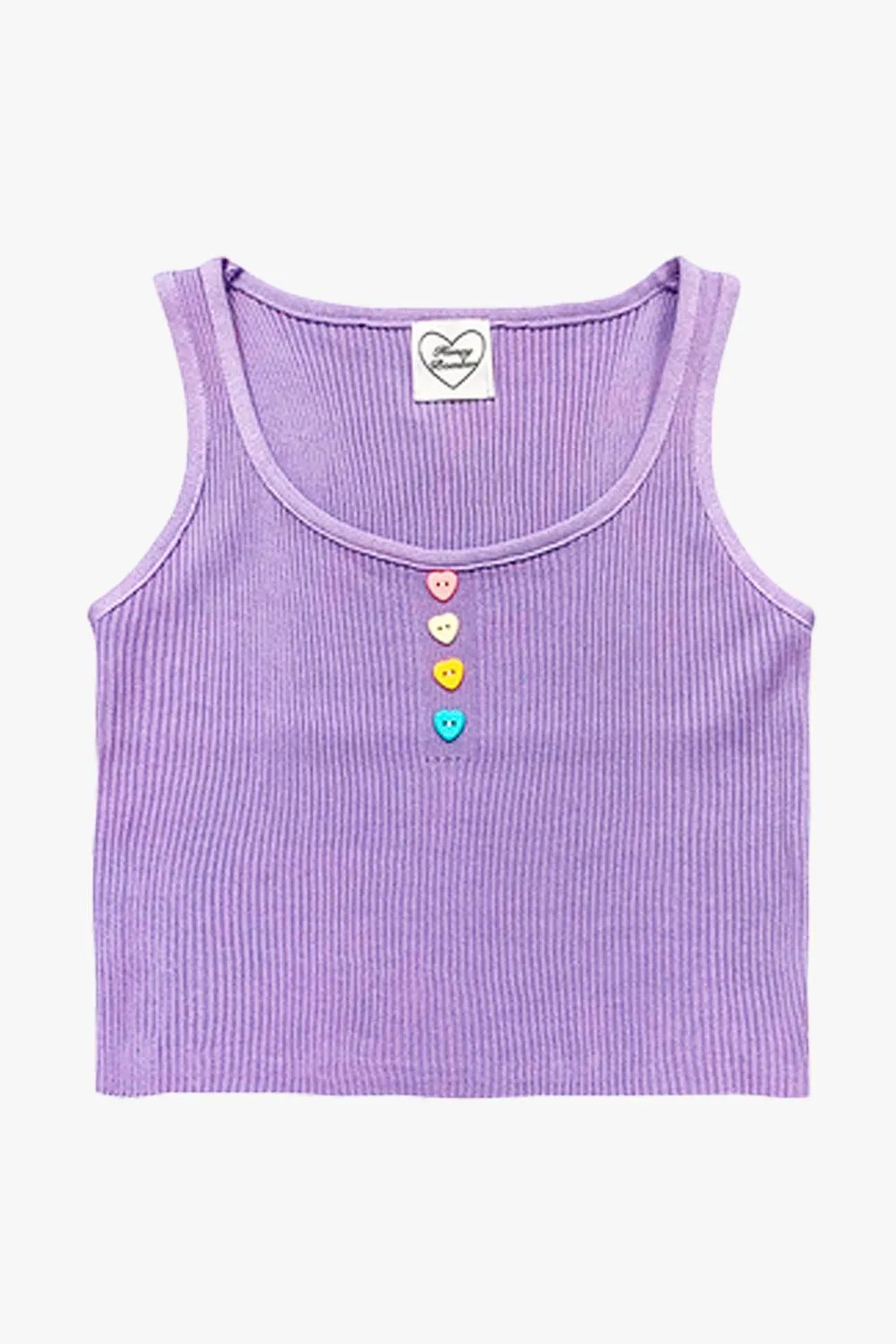 Pastel Color Heart Buttons Crop Top