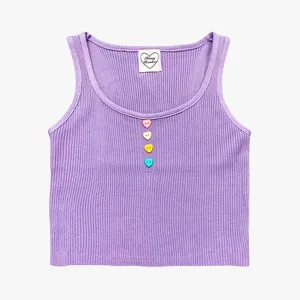 Pastel Color Heart Buttons Crop Top