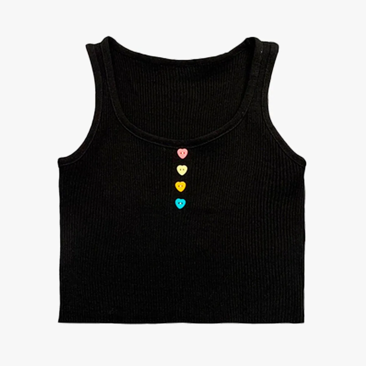 Pastel Color Heart Buttons Crop Top