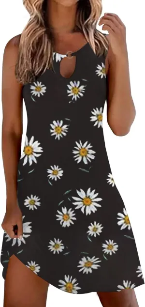 Sundresdes for Women Sun Dresses for Women 2025 Vacation Beach Casual Summer Sundresses Sleeveless Tank Short Boho