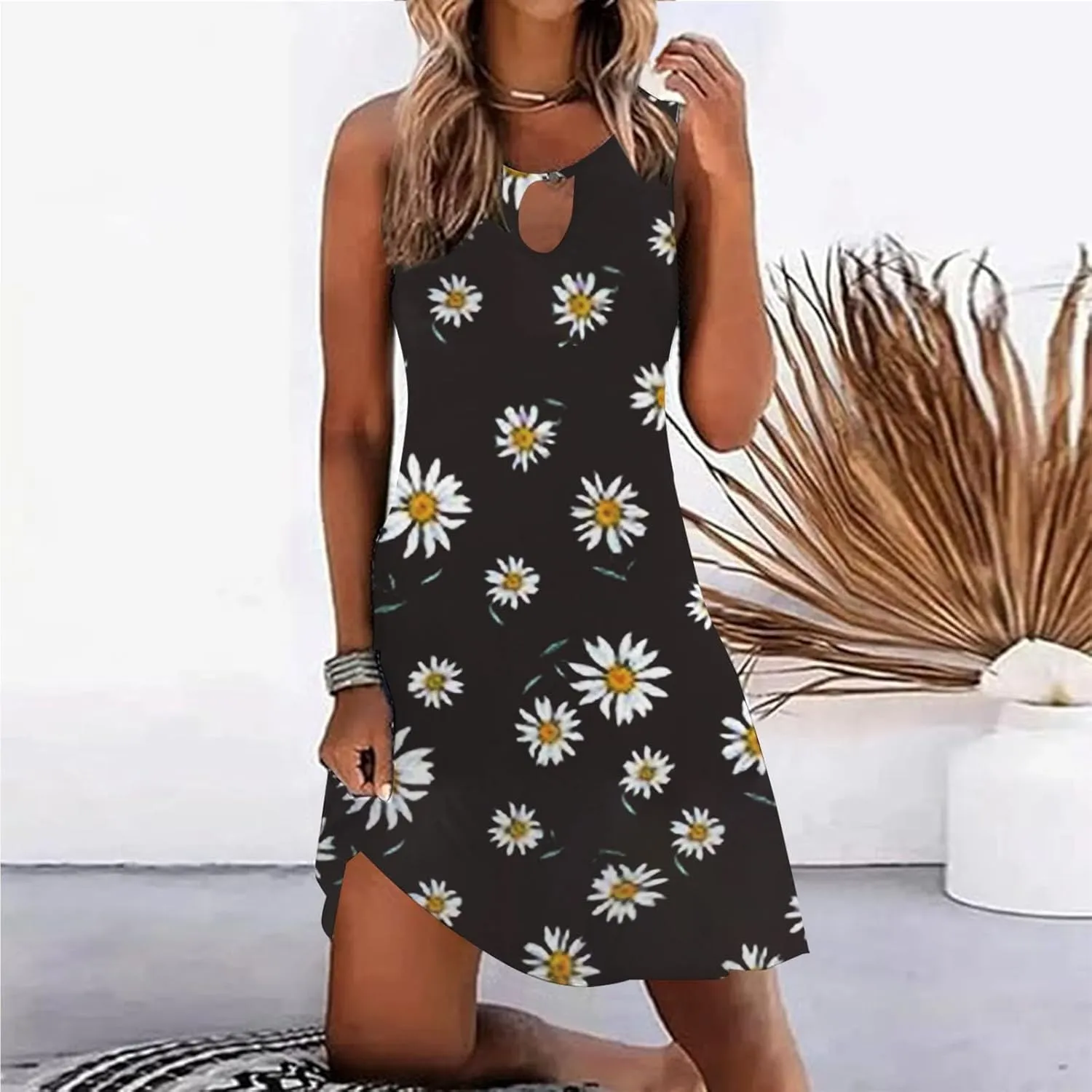 Sundresdes for Women Sun Dresses for Women 2025 Vacation Beach Casual Summer Sundresses Sleeveless Tank Short Boho