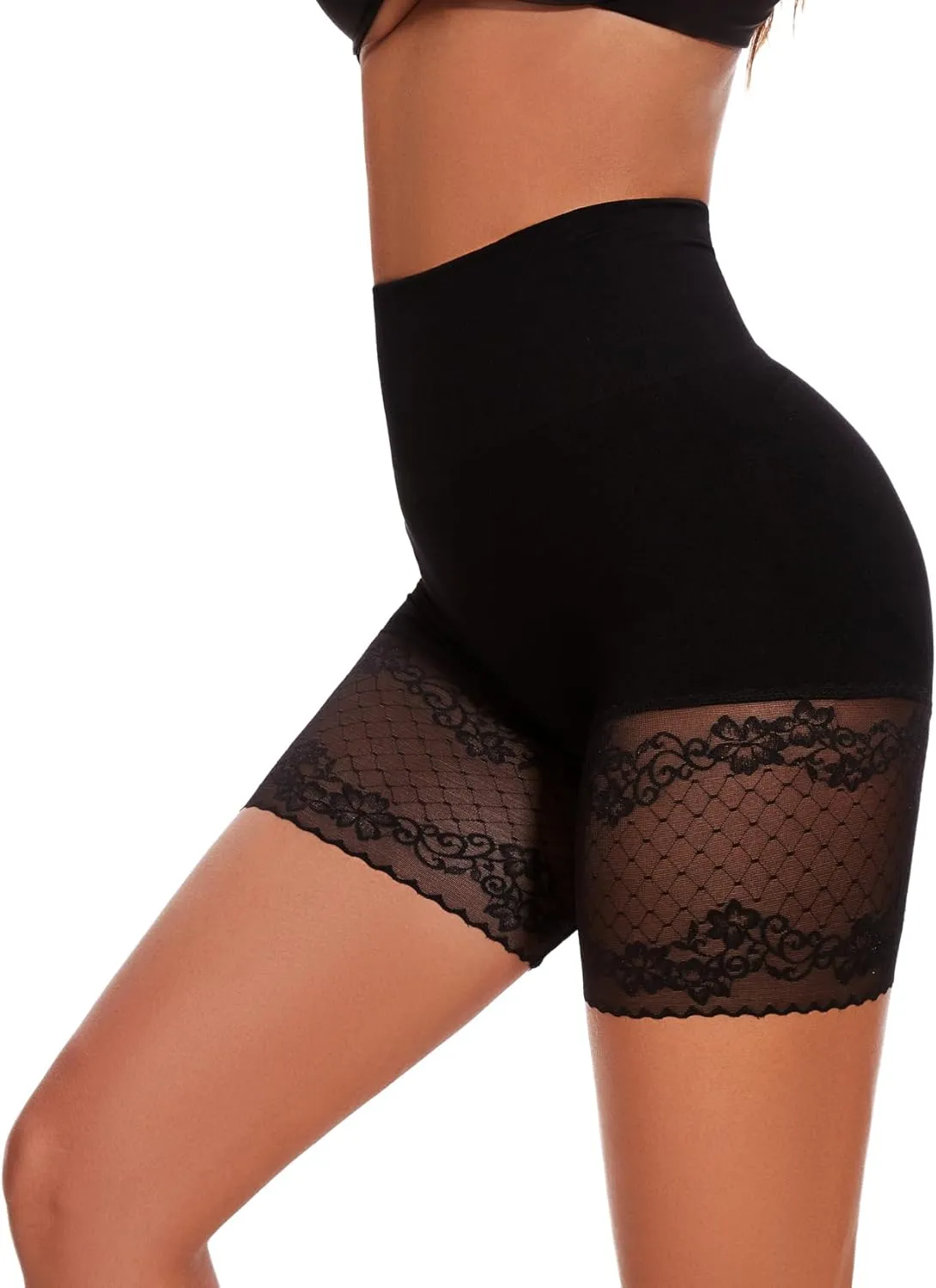 Tummy Control Butt Lifter High Waisted Under Shorts Seamless Bodyshorts Shapewear Lace Slip Shorts for Under Dresses