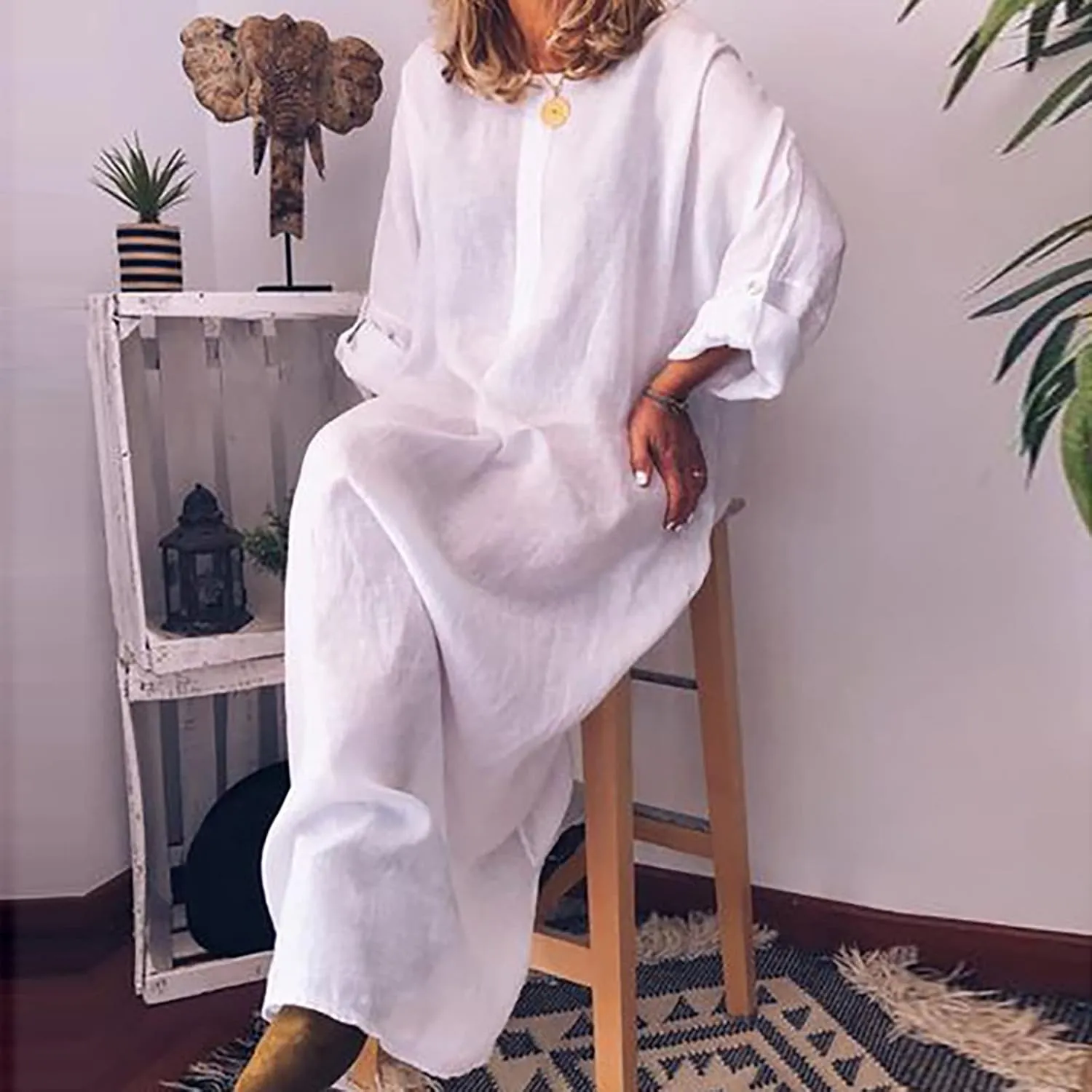 Womens Cotton Linen Maxi Dress 2025 Summer Boho Casual Beach Dresses Solid Long Dress Fashion Vacation Outfits