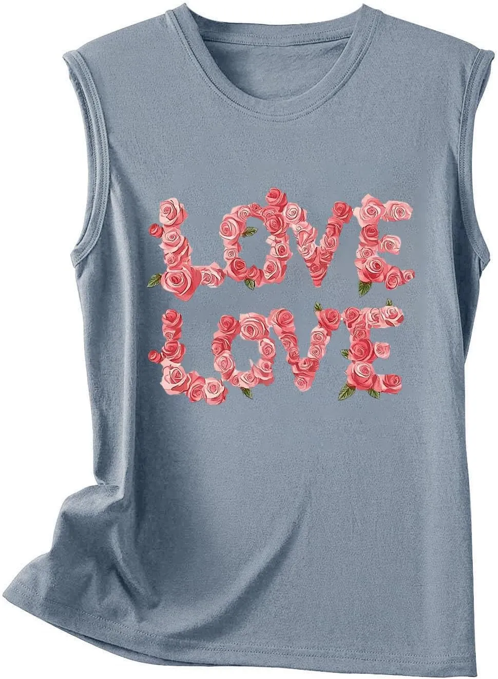 Womens Loose Casual Flowy Tank Tops Trendy Sleeveless Printed Solid Color Crewneck Outfits 2025 Vacation Summer Tank