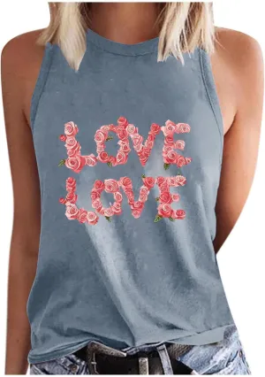 Womens Loose Casual Flowy Tank Tops Trendy Sleeveless Printed Solid Color Crewneck Outfits 2025 Vacation Summer Tank