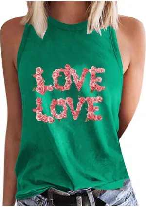 Womens Loose Casual Flowy Tank Tops Trendy Sleeveless Printed Solid Color Crewneck Outfits 2025 Vacation Summer Tank