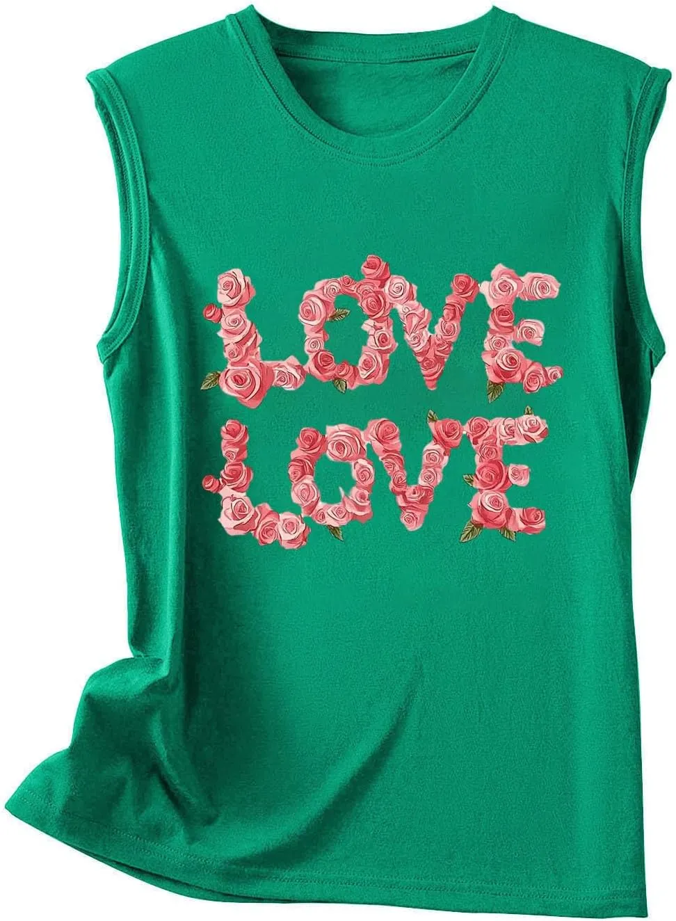 Womens Loose Casual Flowy Tank Tops Trendy Sleeveless Printed Solid Color Crewneck Outfits 2025 Vacation Summer Tank