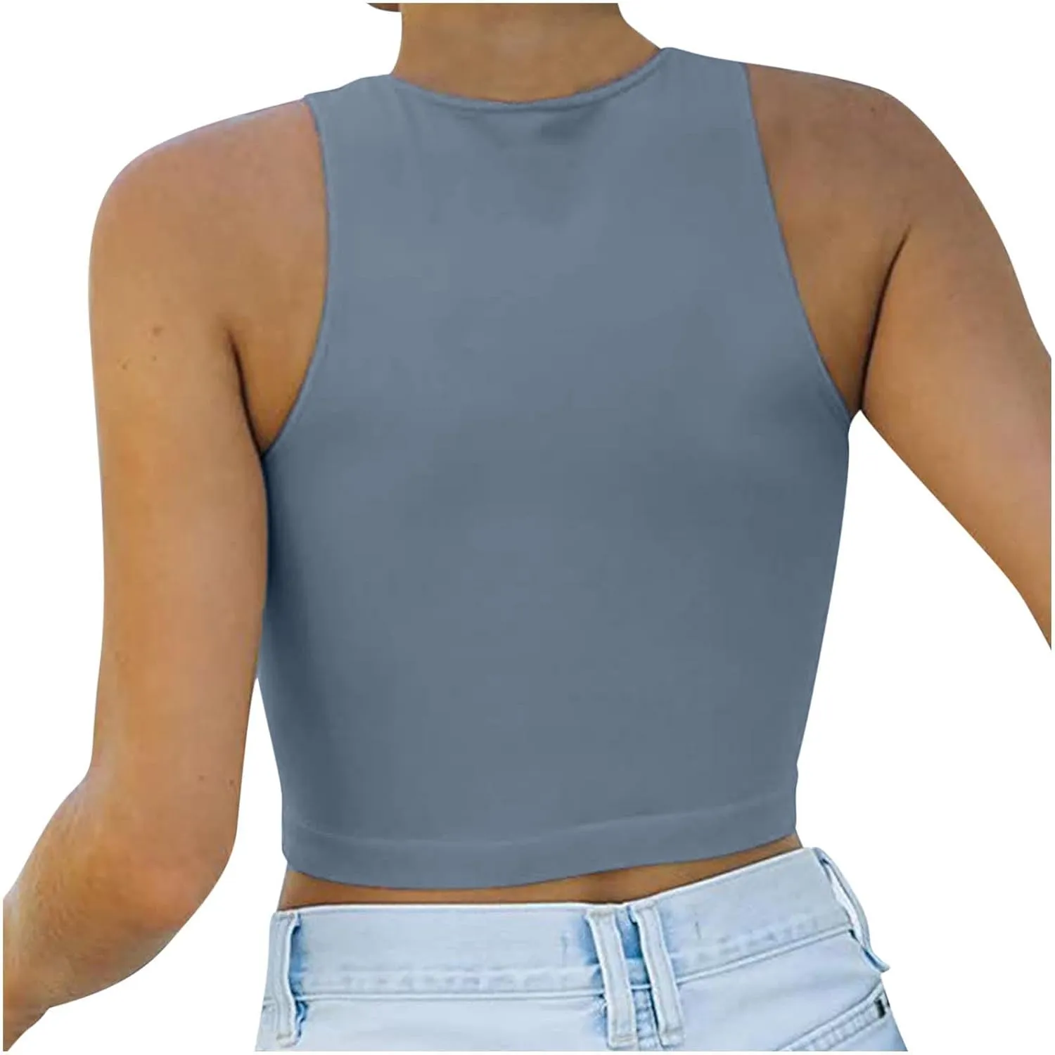 Women's Sleeveless Halter Neck Casual Basic Tank Crop Tops Tank Tops for Women Workout Athletic Yoga Going Out Tops