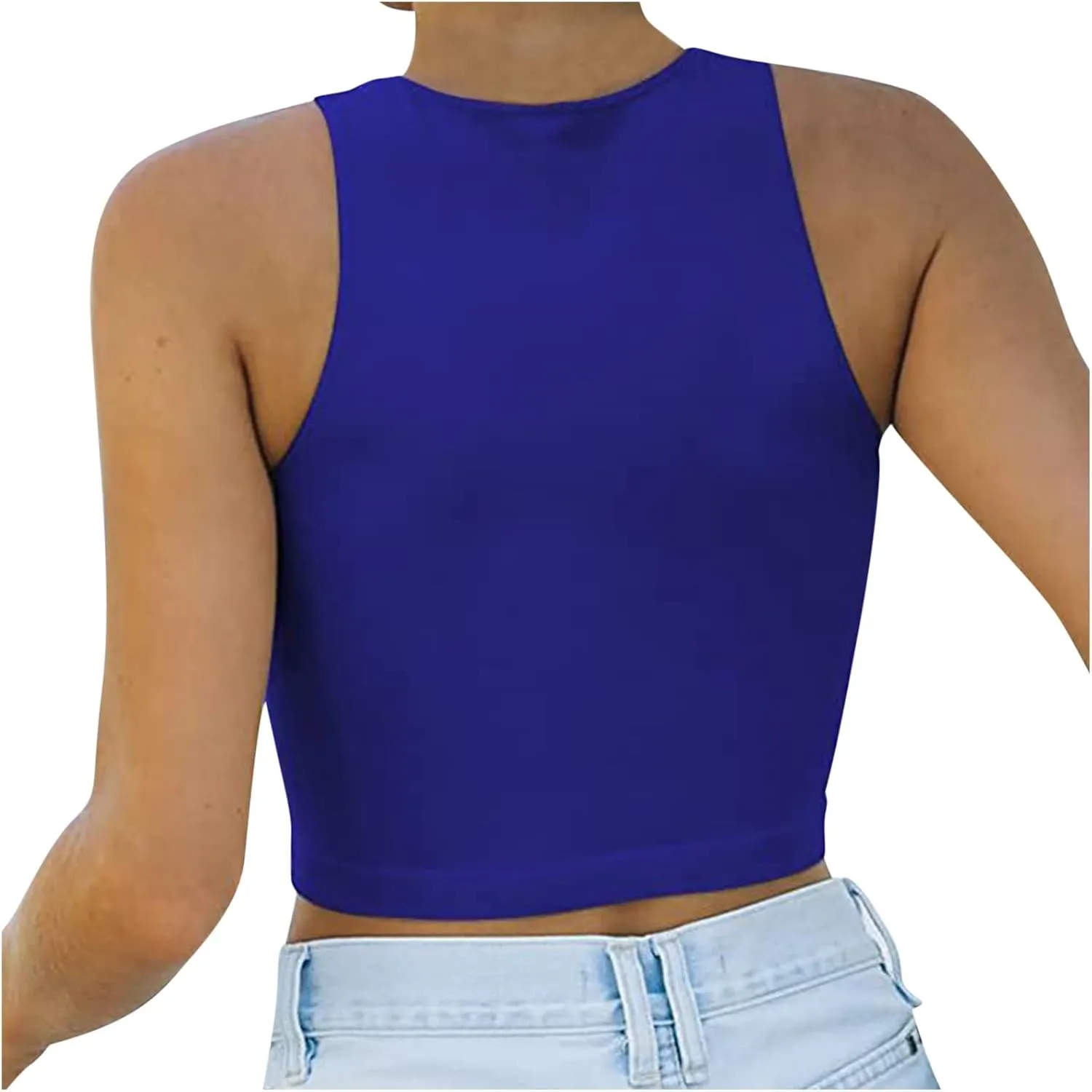 Women's Sleeveless Halter Neck Casual Basic Tank Crop Tops Tank Tops for Women Workout Athletic Yoga Going Out Tops