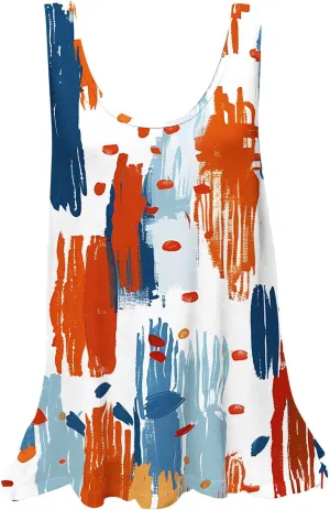 Womens Tank Tops Hawaiian Printed Casual Crew Neck Sleeveless Dressy Shirts 2025 Trendy Summer Beach Comfy Tank Top