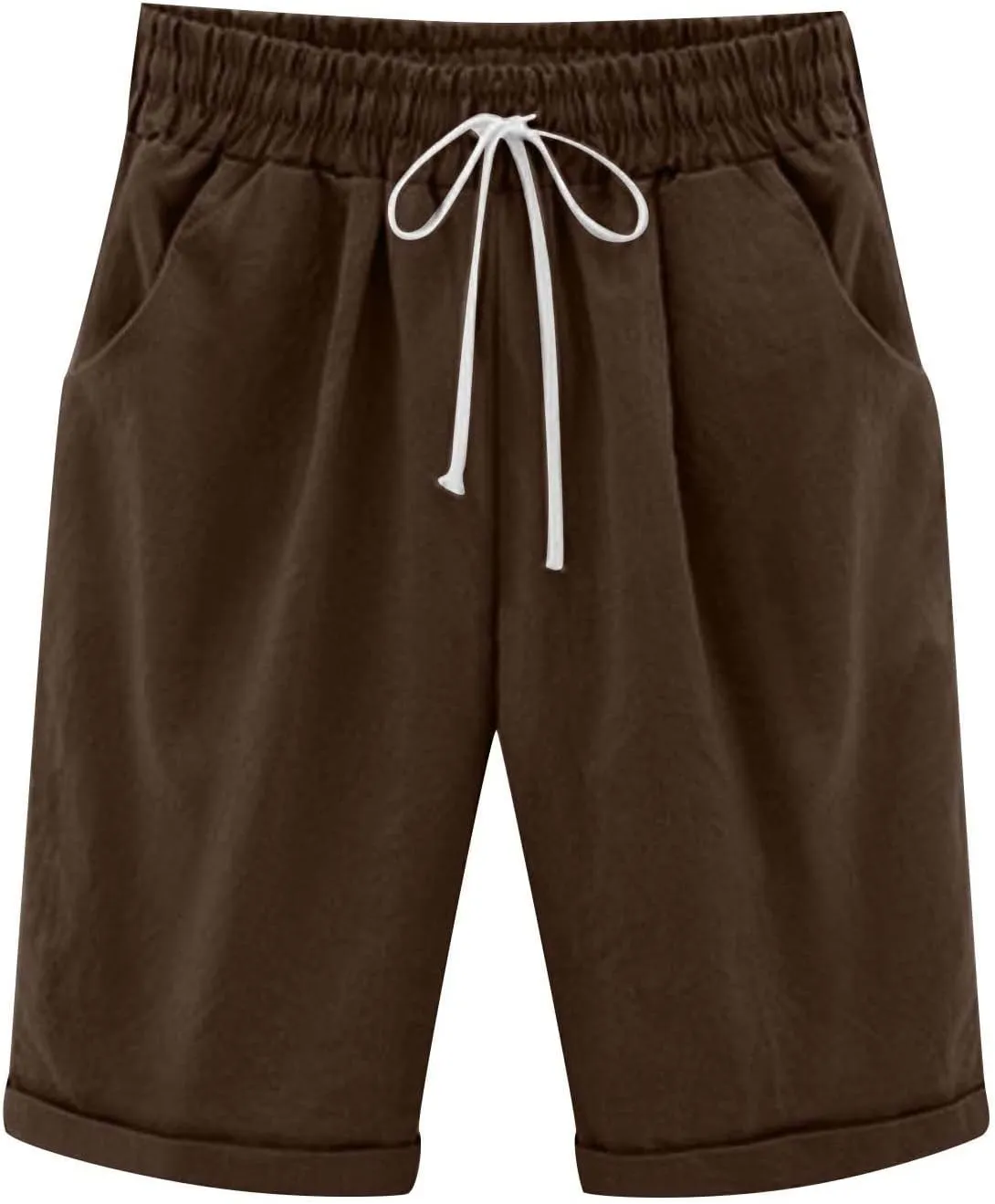 ZDRZK Summer Shorts for Women 2024 Elastic High Waisted Drawstring Casual Shorts Work Office Comfy Shorts with Plus Size